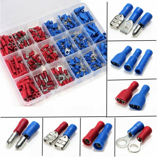 EC09 358Pcs Insulated Electrical Wire Terminals Crimp Connector Butt Spade Kit