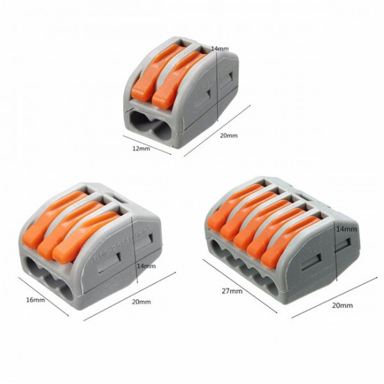 ET25 2/3/5 Pins Spring Terminal Block 5Pcs Electric Cable Wire Connector