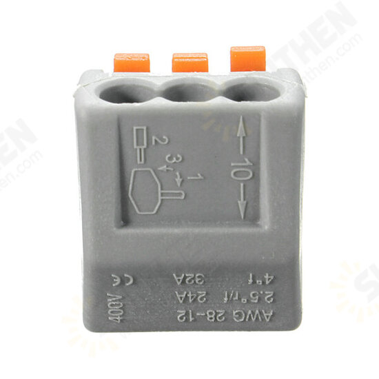 ET25 2/3/5 Pins Spring Terminal Block 5Pcs Electric Cable Wire Connector