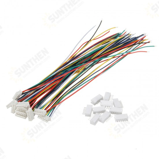 Mini Micro JST 1.5mm ZH 6-Pin Connector Plug and Wires Cables 15cm 10 Set