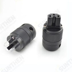 1 Pair AU-700 Gold-plated Copper Connector EU Plug for HiFi Audio DIY Power Cord Cable 1 Pair AU-700 Gold-plated Copper Connector EU Plug for HiFi Audio DIY Power Cord Cable