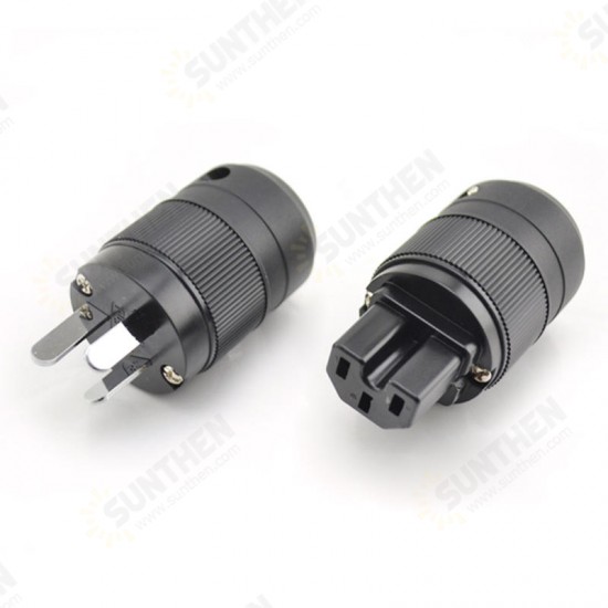 1 Pair AU-700 Gold-plated Copper Connector EU Plug for HiFi Audio DIY Power Cord Cable