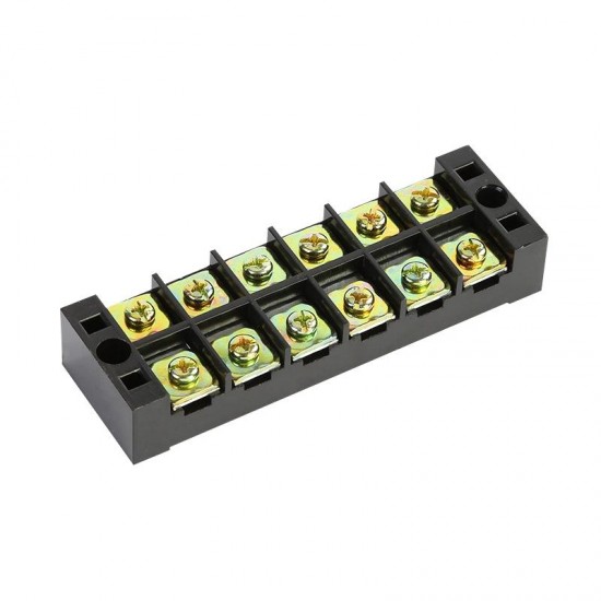 TB4506 600V 45A 6 Position Terminal Block Barrier Strip Dual Row Screw Block Covered W/ Removable Clear Plastic Insulating Cover