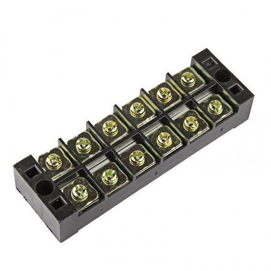 TB4506 600V 45A 6 Position Terminal Block Barrier Strip Dual Row Screw Block Covered W/ Removable Clear Plastic Insulating Cover