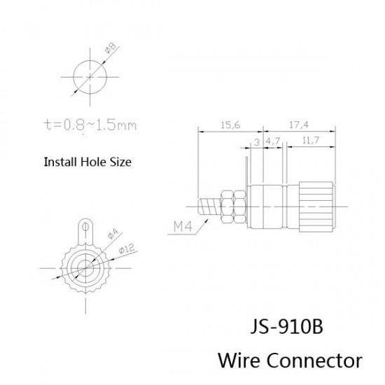 JS-910B AV 4mm Wiring Terminal Block Wire Adapter Connectors 10pcs