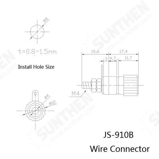 JS-910B AV 4mm Wiring Terminal Block Wire Adapter Connectors 10pcs