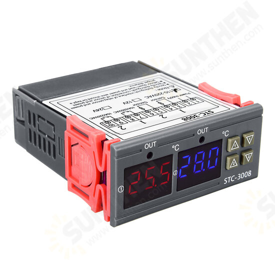 110-220V STC-3008 Digital Display Intelligent Dual Control Electronic Thermostat Dual Display Dual Temperature Adjustable Temperature Controller