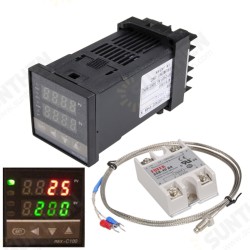 110-240V 0~1300℃ REX-C100 Digital PID Temperature Controller Kit Alarm Function With Probe Relay 110-240V 0~1300℃ REX-C100 Digital PID Temperature Controller Kit Alarm Function With Probe Relay