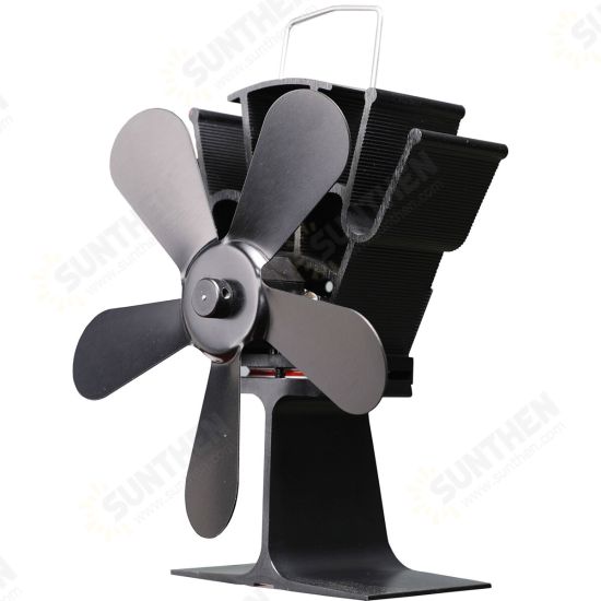 1100RPM 5 Blade Wood Stove Fan Fireplace Fire Heat Powered Saving Ecofan Silent Fan