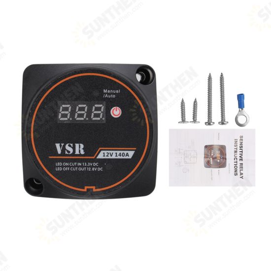 12V 140A Automotive Dual Battery Digital Display Isolator Relay Protection Voltage Split Charge Relay