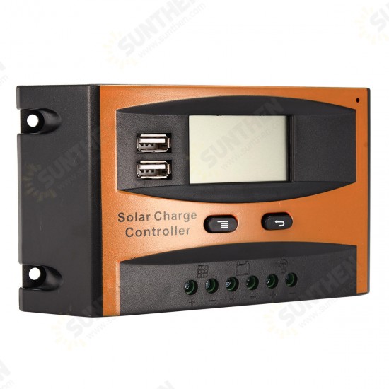 12V/24V 20A Auto USB Charge Controller Solar Panel LCD Display PWM Regulator