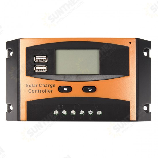 12V/24V 20A Auto USB Charge Controller Solar Panel LCD Display PWM Regulator