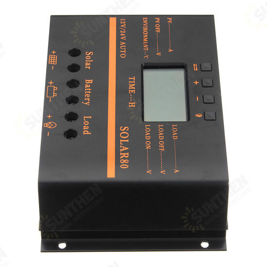 12V/24V 40A/50A/60A/80A PWM Solar Controller LCD Function 5V DC Solar Panel Battery Charge Regulator