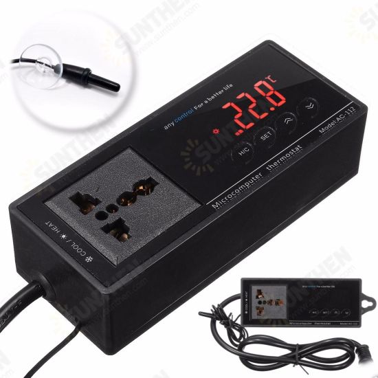 220V Digital Thermostat Temperature Controller Socket for Reptile Aquarium Tank