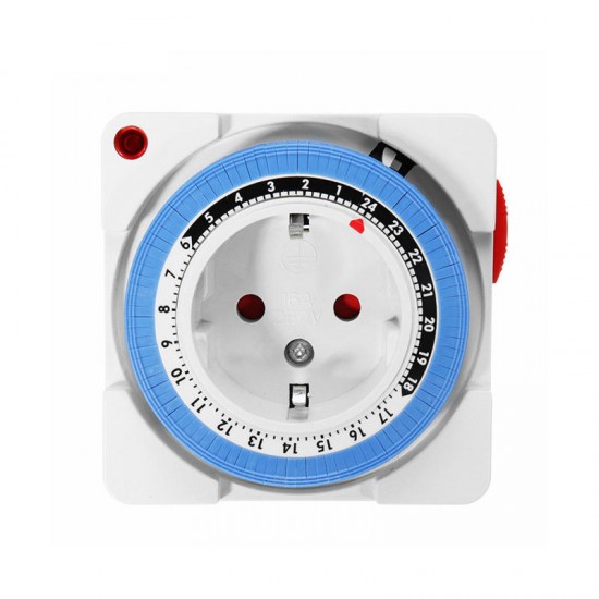 24-Hour 230V 16A Program Timer Socket Mechanical Outlet Timer EU Plug