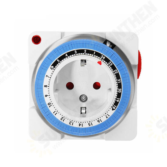 24-Hour 230V 16A Program Timer Socket Mechanical Outlet Timer EU Plug