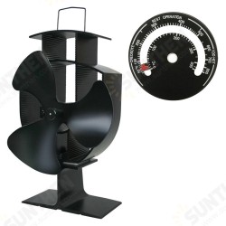 3-Blade Heat Powered Stove Fan W/ Thermometer for Wood Log Burning Burner Stove 3-Blade Heat Powered Stove Fan W/ Thermometer for Wood Log Burning Burner Stove