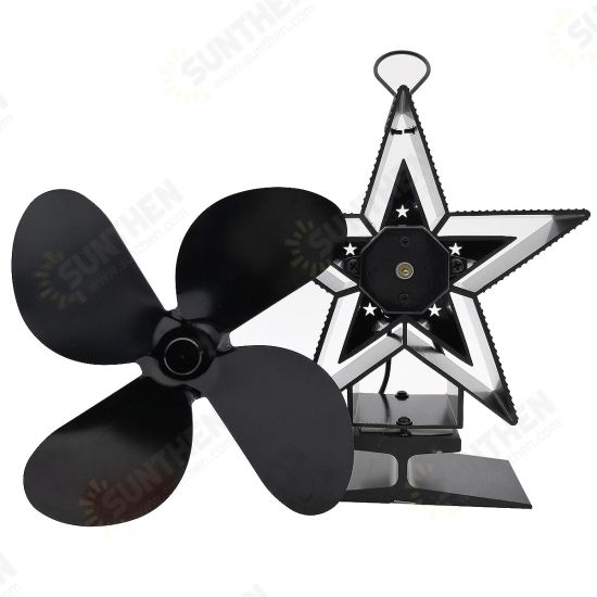 4 Blade Fireplace Heat Powered Stove Fan Wood Burner Quiet Home Efficient Heat Distribution