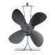 4 Blades Aluminum Fireplace Fan 1100rpm Quiet Heat Powered Stove Fan Wood Burning Eco-Friendly Efficient Heat Distribution