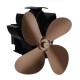 4 Blades Heat Powered Stove Fireplace Fan Silent Wall Mounted Eco-Friendly Heat Circulation Eco Fan
