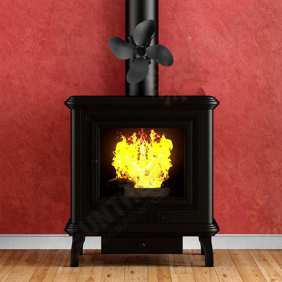 4 Blades Heat Powered Stove Fireplace Fan Silent Wall Mounted Eco-Friendly Heat Circulation Eco Fan