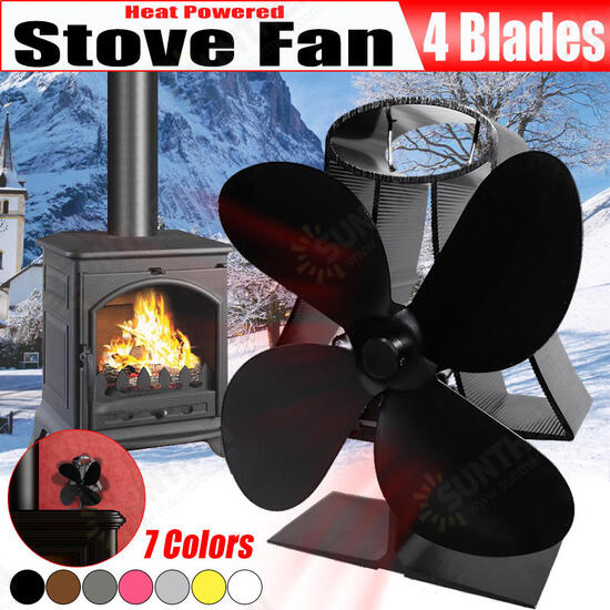 4 Blades Wall Mounted Heat Self-Powered Wood Stove Fan for Burner Fireplace Silent Ecofan