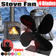 4 Blades Wall Mounted Heat Self-Powered Wood Stove Fan for Burner Fireplace Silent Ecofan