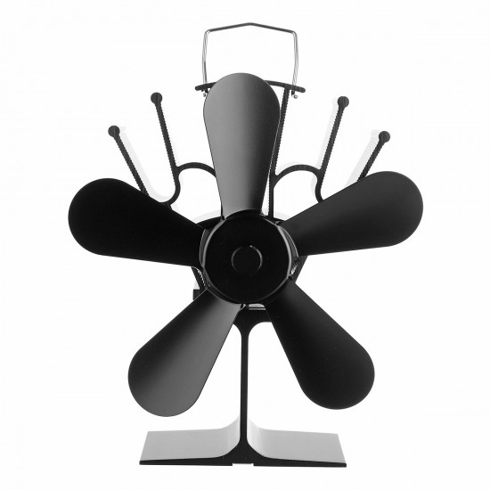 4 and 5 Blade Heat Self-Power Wood Stove Fan Burner Efficient Fireplace Silent