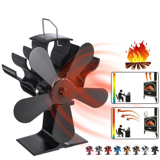 5 Blades Aluminum Fireplace Fan 1400rpm Quiet Heat Powered Stove Fan Eco-Friendly Heat Circulation
