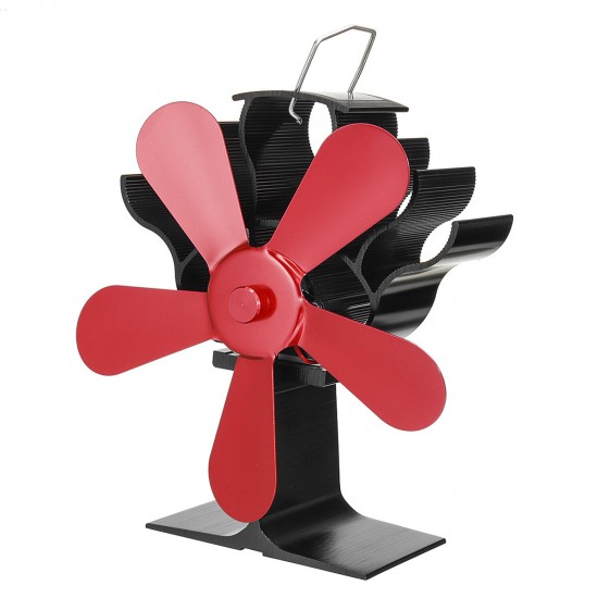 5 Blades Aluminum Fireplace Fan 1400rpm Quiet Heat Powered Stove Fan Eco-Friendly Heat Circulation