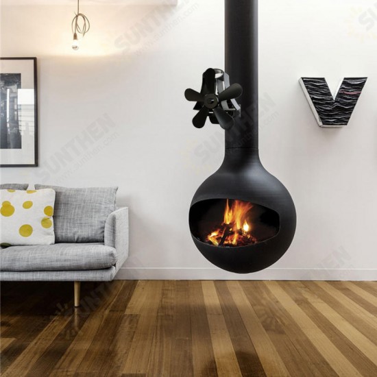 5 Blades Heat Self-Powered Wood Wall Mounted Stove Fan For Burner Fireplace Silent Ecofan