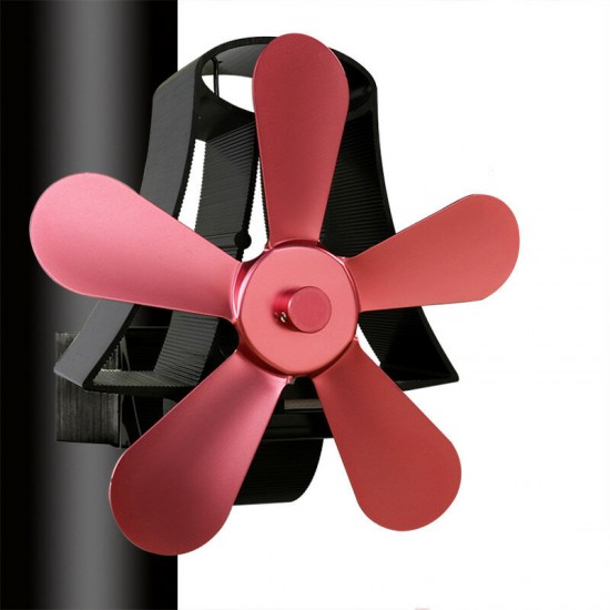 5 Blades Heat Self-Powered Wood Wall Mounted Stove Fan For Burner Fireplace Silent Ecofan