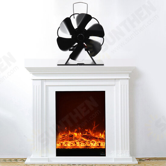 6 Blades Mini Heater Stove Fan Fireplace Fire Heat Thermal Powered Fuel Saving Fans 50°-350°