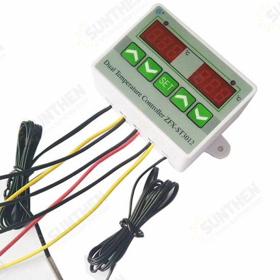 AC 110V-220V 12V 24V Digital LED Dual Thermometer Temperature Controller Thermostat Incubator