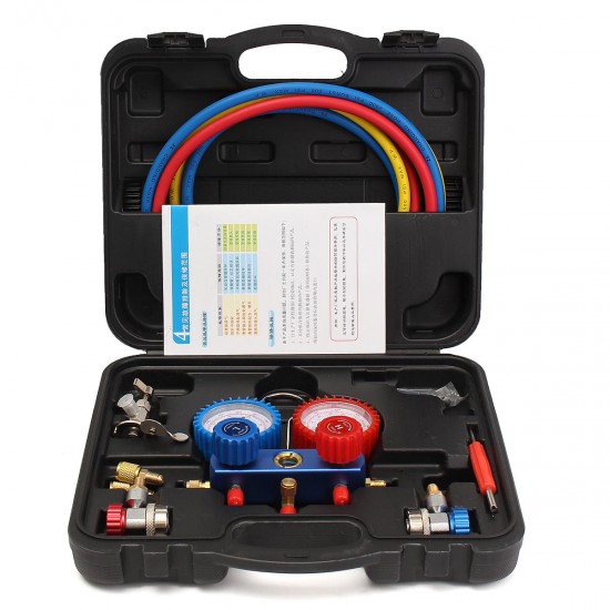 AC Refrigerant Manifold Gauge Set Air Conditioning Tools with Hose and Hook for Air Condition