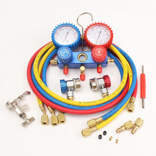 AC Refrigerant Manifold Gauge Set Air Conditioning Tools with Hose and Hook for Air Condition