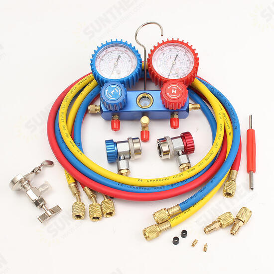 AC Refrigerant Manifold Gauge Set Air Conditioning Tools with Hose and Hook for Air Condition