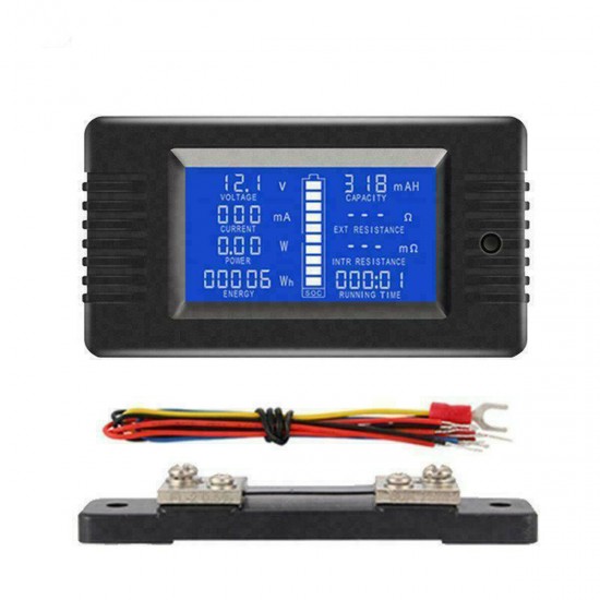 DC Multifunction Battery Monitor Meter 50A/200A/300A LCD Display Digital Current Multimeter Voltmeter Ammeter for Cars RV Solar System