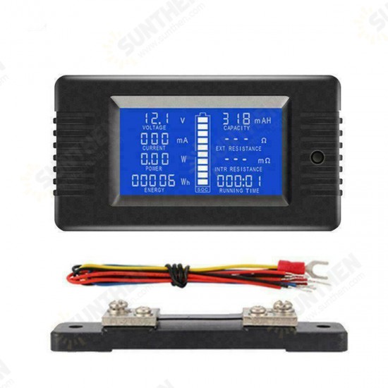 DC Multifunction Battery Monitor Meter 50A/200A/300A LCD Display Digital Current Multimeter Voltmeter Ammeter for Cars RV Solar System