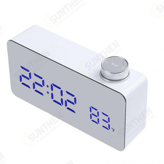 Beauty Mirror Knob Alarm Clock Personality Creative Thermometer Bedside Clock LED Luminous Student Clock