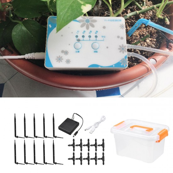 Drip Irrigation Watering Timer System Adjustable Battery/Rechargeable Controller 10m Tube