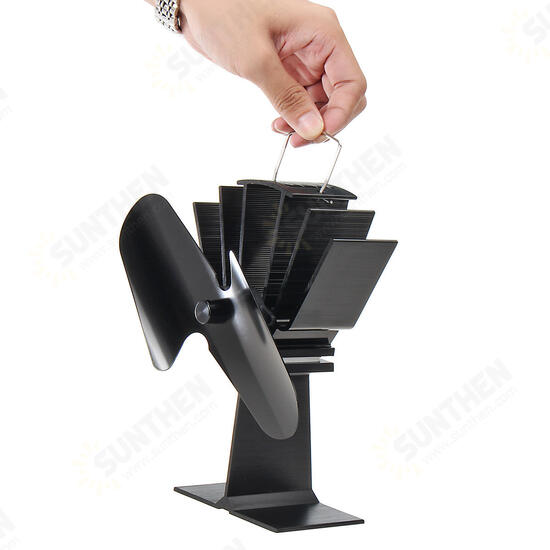 EQ2-BK 2 Blade Heat Powered Wood Stove Fan Silent Eco-Friendly Fireplace Fan for Wood Log Burner