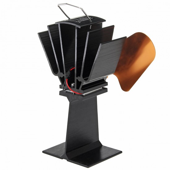 EQ2-BK 2 Blade Heat Powered Wood Stove Fan Silent Eco-Friendly Fireplace Fan for Wood Log Burner