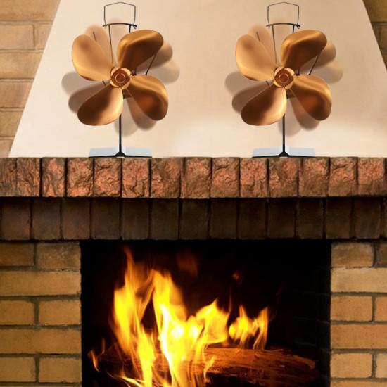 Silent Heat Powered Fireplace Stove Fan Heating Distribution Eco Fan No Electricity Or Battery