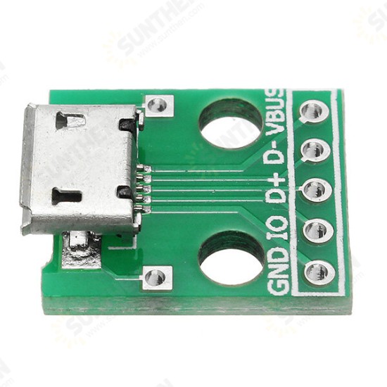 10pcs Micro USB To Dip Female Socket B Type Microphone 5P Patch To Dip With Soldering Adapter Board