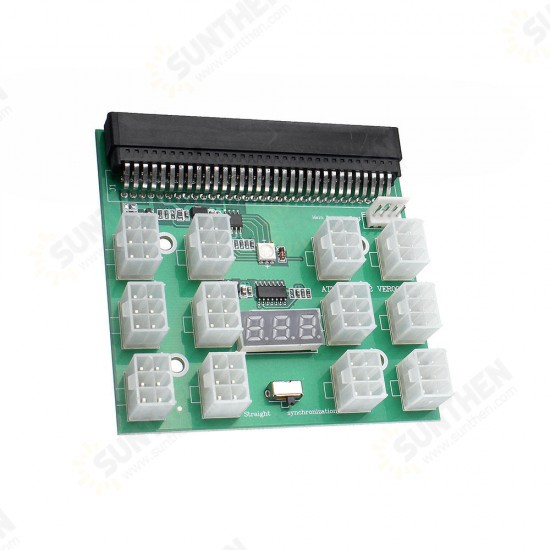 1600W Server Power Conversion Module with 12 6pin Connectors Graphics Card Power Supply Board for BTC Mining Bitcoin Mine