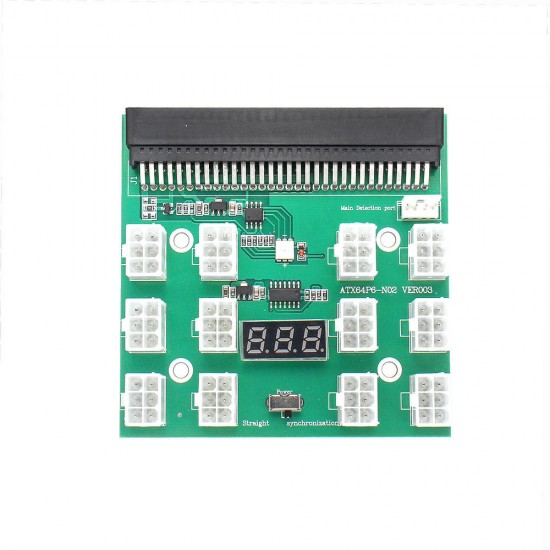 1600W Server Power Conversion Module with 12 6pin Connectors Graphics Card Power Supply Board for BTC Mining Bitcoin Mine