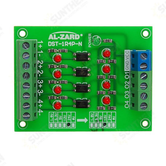 24V To 12V 4 Channel Optocoupler Isolation Board Isolated Module PLC Signal Level Voltage Converter Board 4Bit