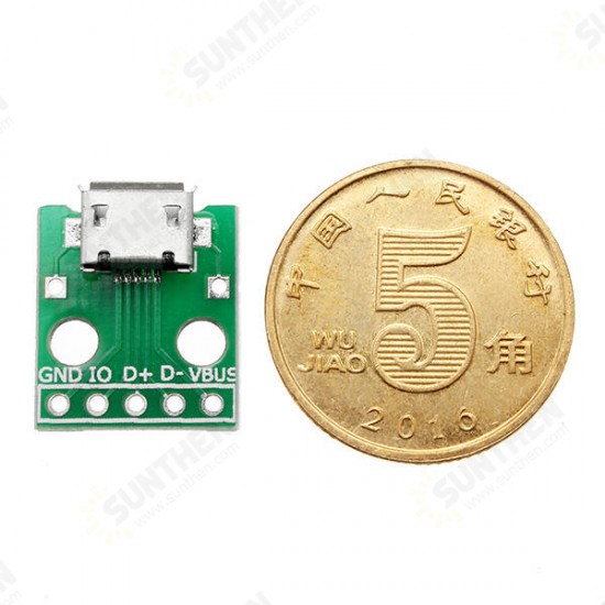 5pcs Micro USB To Dip Female Socket B Type Microphone 5P Patch To Dip 2.54mm Pin With Soldering Adapter Board