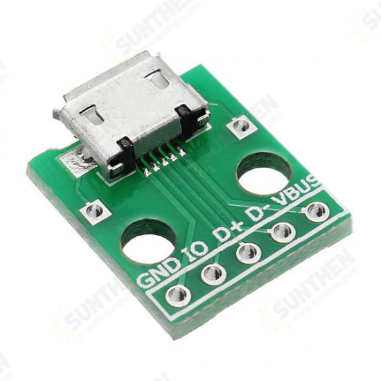 5pcs Micro USB To Dip Female Socket B Type Microphone 5P Patch To Dip 2.54mm Pin With Soldering Adapter Board